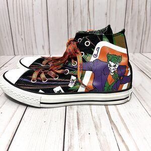 Chuck Taylor Converse DC Comic Collab Joker Batman Hi Top Youth Size 2 Sneakers